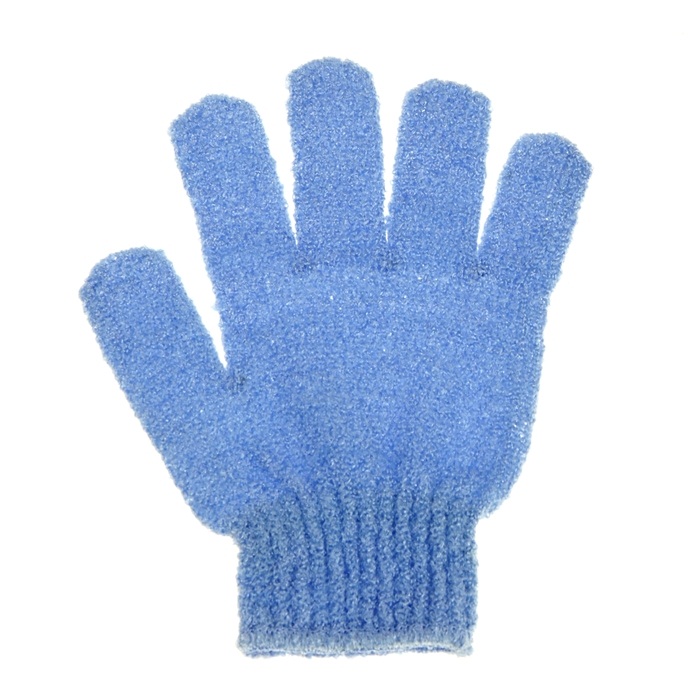 Мочалка-перчатка массажная однотонная, цвета МИКС